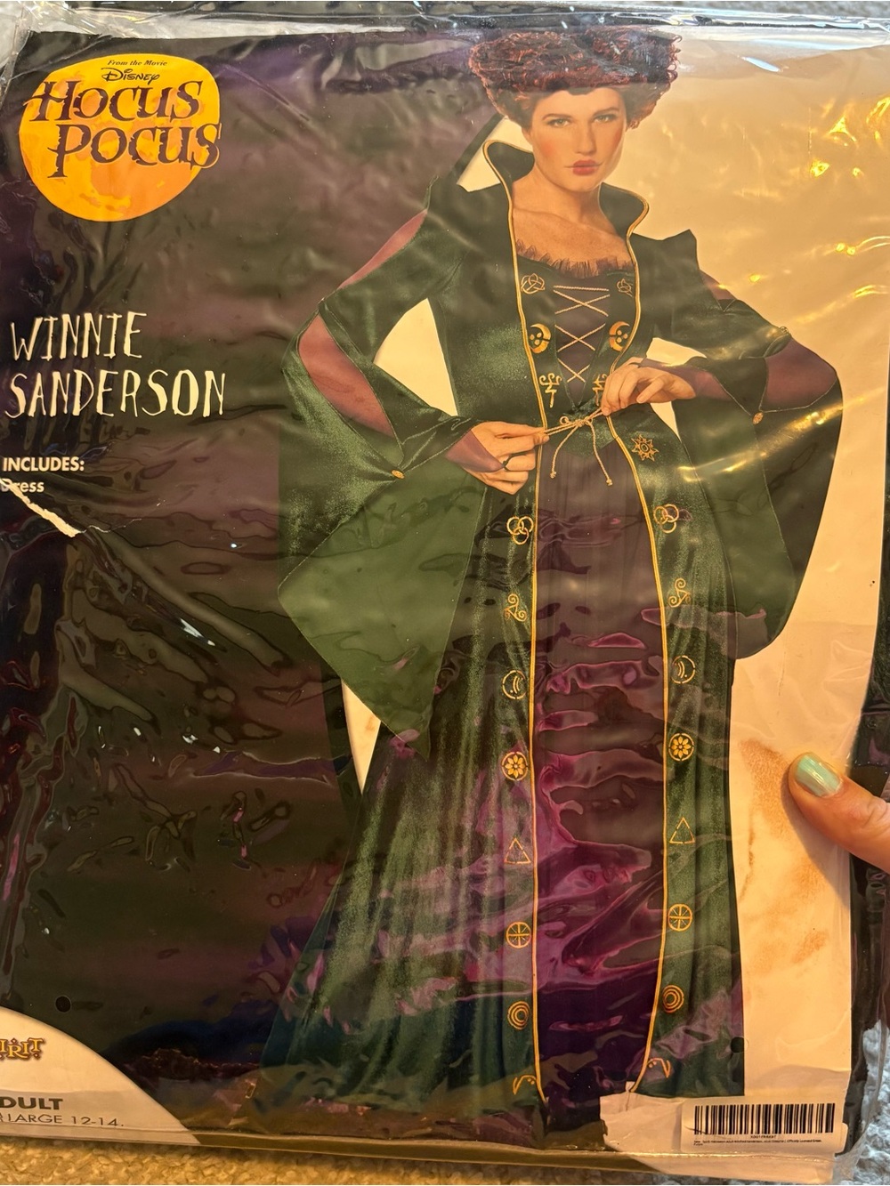 Disney Winnie Sanderson Black and Purple Maxi Costume Dress Large NEW Halloween